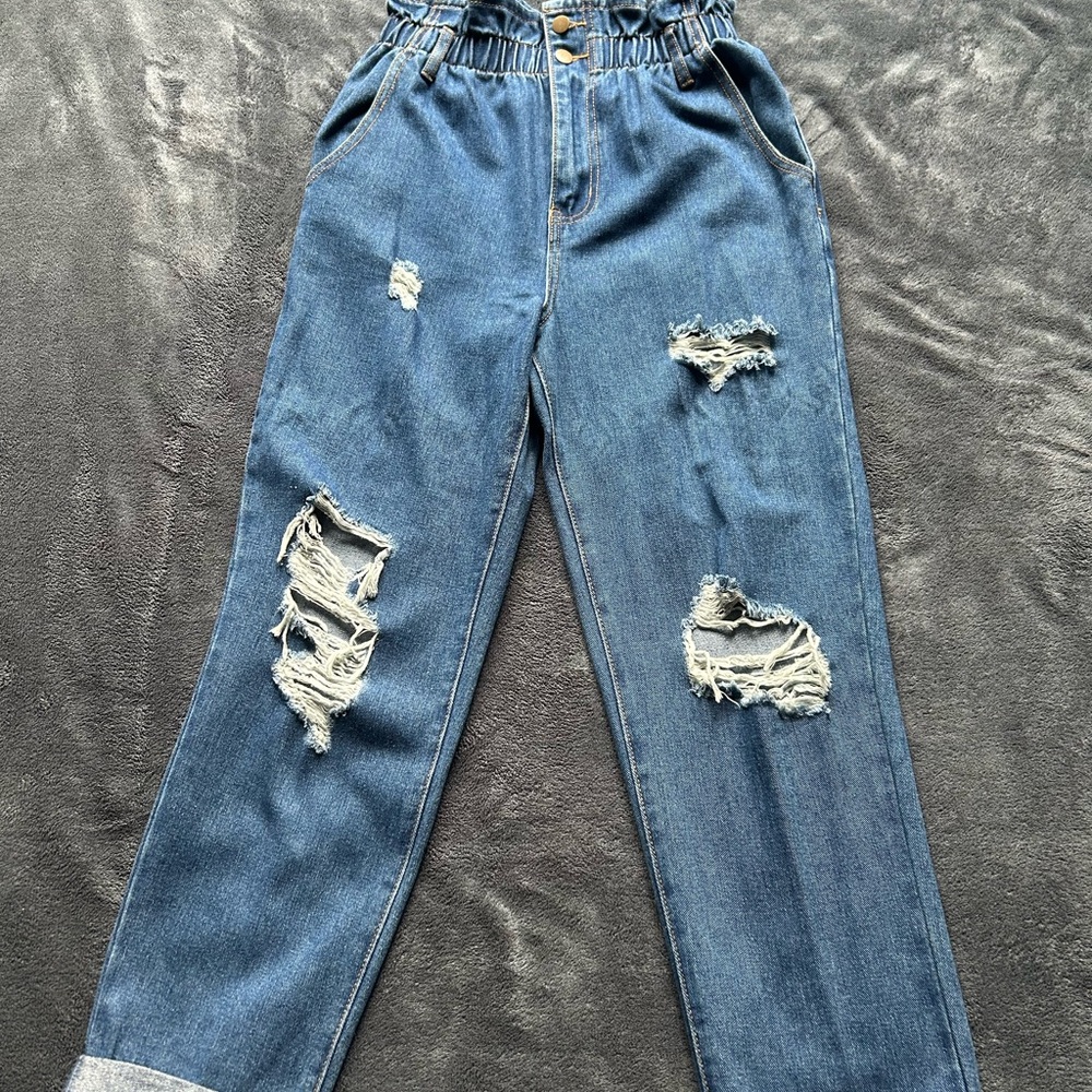 Stylish Blue Distressed Women's Jeans